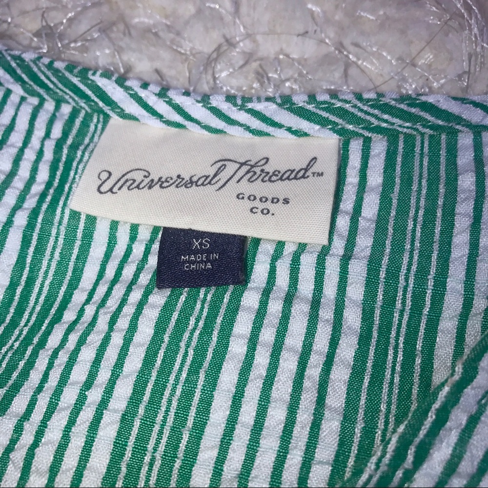Universal Thread Striped Drawstring Seersucker Top - Picture 3 of 4